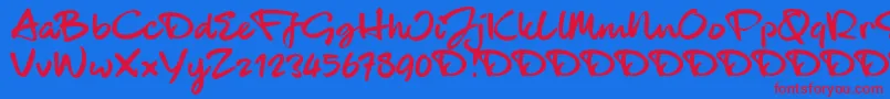 フォントBlackhandTrial – 赤い文字の青い背景