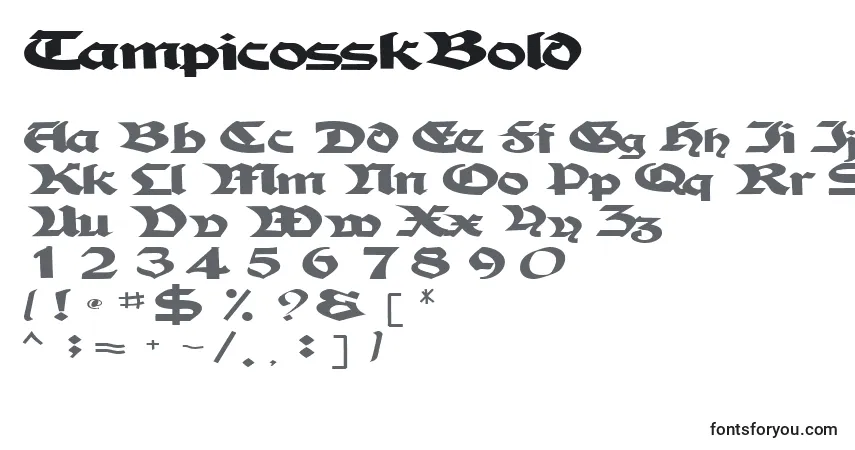 A fonte TampicosskBold – alfabeto, números, caracteres especiais
