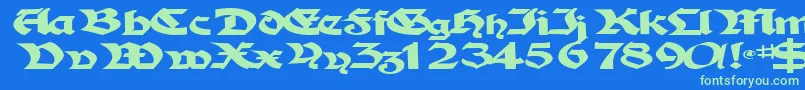 フォントTampicosskBold – 青い背景に緑のフォント