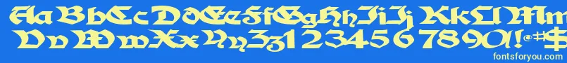 フォントTampicosskBold – 黄色の文字、青い背景