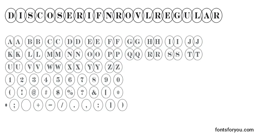 A fonte DiscoserifnrovlRegular – alfabeto, números, caracteres especiais