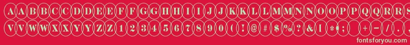More about DiscoserifnrovlRegular Font DiscoserifnrovlRegular Font – Green Fonts on Red Background