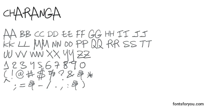 Schriftart Charanga – Alphabet, Zahlen, spezielle Symbole