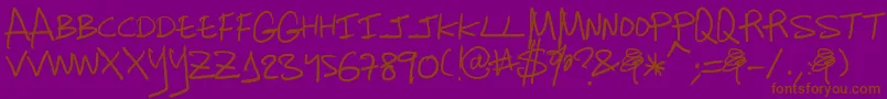 Fonte Charanga – fontes marrons em um fundo roxo