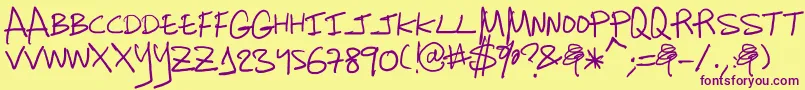 Charanga-Schriftart – Violette Schriften auf gelbem Hintergrund