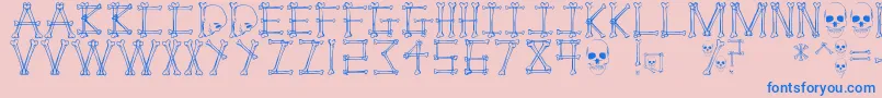 Mortem Font – Blue Fonts on Pink Background