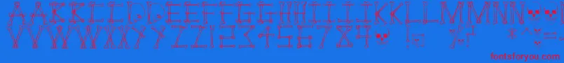 Mortem Font – Red Fonts on Blue Background