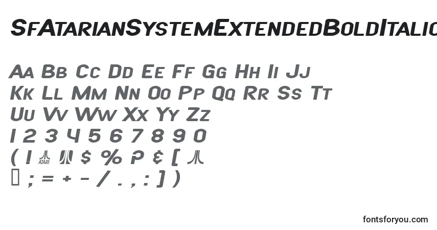 Schriftart SfAtarianSystemExtendedBoldItalic – Alphabet, Zahlen, spezielle Symbole