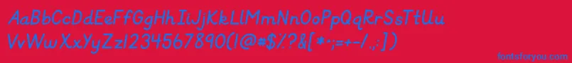 Kgprimaryitalics Font – Blue Fonts on Red Background