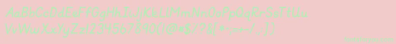 Fonte Kgprimaryitalics – fontes verdes em um fundo rosa