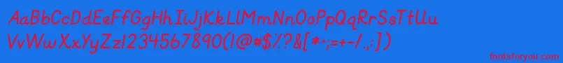 Kgprimaryitalics Font – Red Fonts on Blue Background