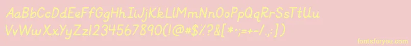 Kgprimaryitalics Font – Yellow Fonts on Pink Background