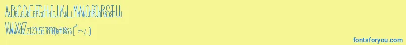 フォントHbmSerenityCondensed – 青い文字が黄色の背景にあります。