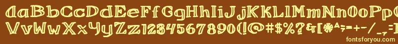 Refbeverage-fontti – keltaiset fontit ruskealla taustalla
