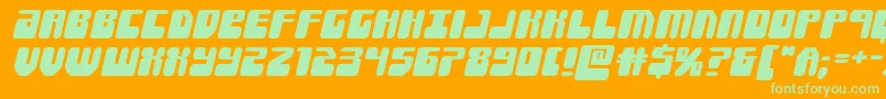 Forcemajeureexpandital-Schriftart – Grüne Schriften auf orangefarbenem Hintergrund