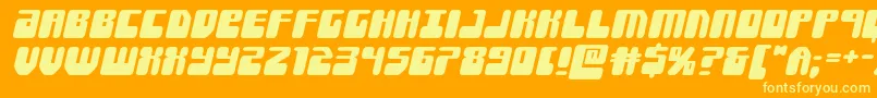 Forcemajeureexpandital-Schriftart – Gelbe Schriften auf orangefarbenem Hintergrund