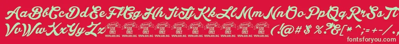 LakesightPersonaluseonly Font – Green Fonts on Red Background