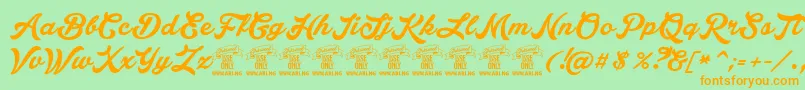 LakesightPersonaluseonly Font – Orange Fonts on Green Background