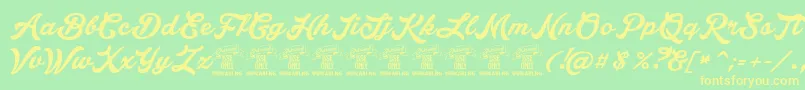LakesightPersonaluseonly Font – Yellow Fonts on Green Background