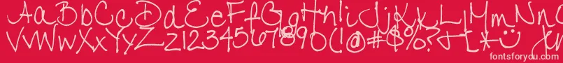 Więcej informacji o czcionce JennyPenny Czcionka JennyPenny – różowe czcionki na czerwonym tle