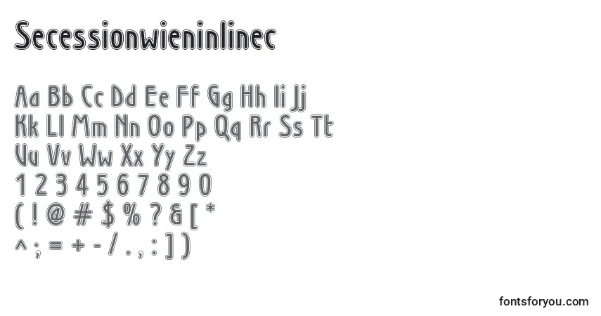 Czcionka Secessionwieninlinec – alfabet, cyfry, specjalne znaki