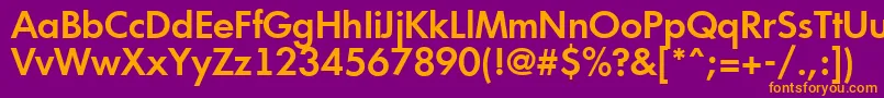 AFuturicaltSemibold-Schriftart – Orangefarbene Schriften auf violettem Hintergrund