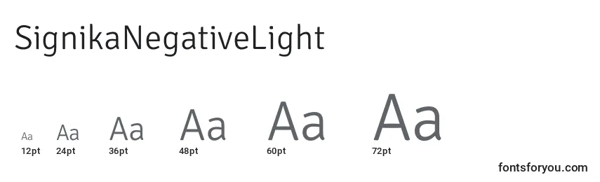 SignikaNegativeLight font sizes