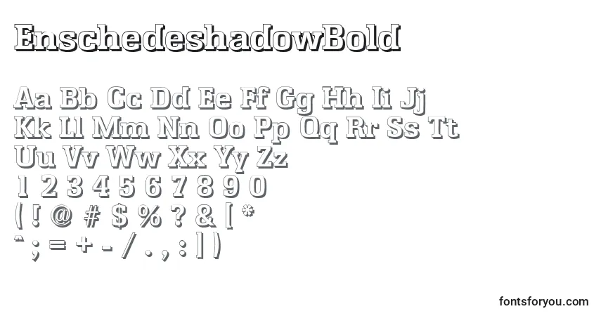 Шрифт EnschedeshadowBold – алфавит, цифры, специальные символы