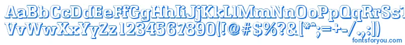 EnschedeshadowBold-Schriftart – Blaue Schriften auf weißem Hintergrund