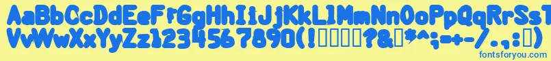 フォントBantarbjГ¶rnHeavy – 青い文字が黄色の背景にあります。