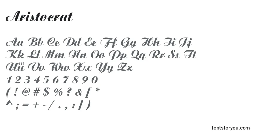 Czcionka Aristocrat – alfabet, cyfry, specjalne znaki