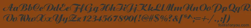 Fonte Aristocrat – fontes pretas em um fundo marrom