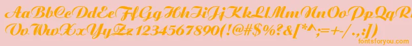 Aristocrat-Schriftart – Orangefarbene Schriften auf rosa Hintergrund