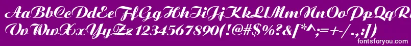 Fonte Aristocrat – fontes brancas em um fundo violeta