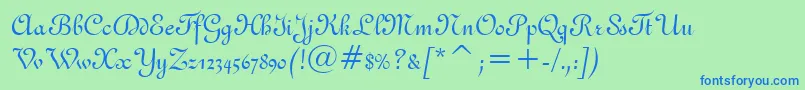 フォントFrench111Bt – 青い文字は緑の背景です。