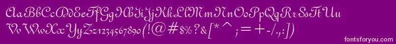 フォントFrench111Bt – 紫の背景にピンクのフォント
