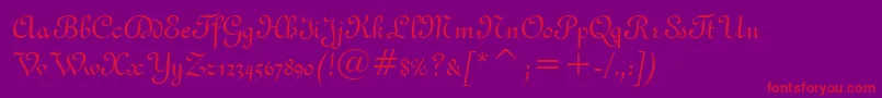 フォントFrench111Bt – 紫の背景に赤い文字