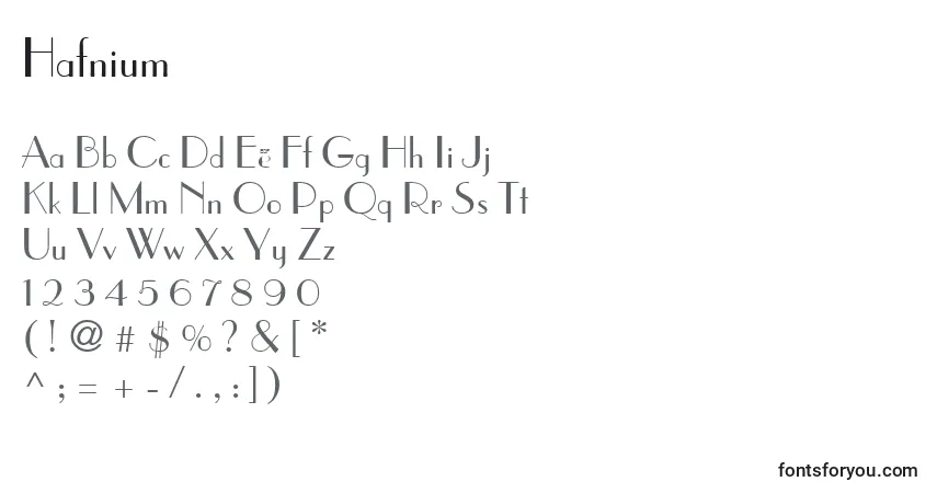 Hafnium Font – alphabet, numbers, special characters