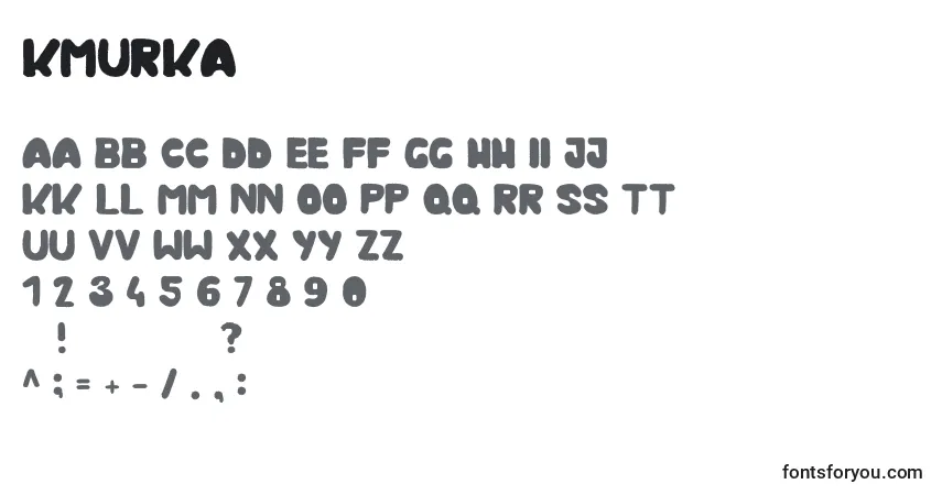 Schriftart Kmurka – Alphabet, Zahlen, spezielle Symbole