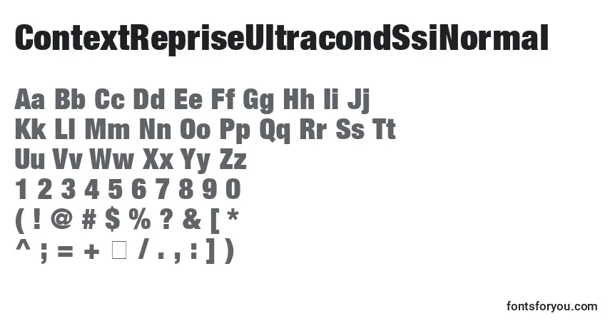 Czcionka ContextRepriseUltracondSsiNormal – alfabet, cyfry, specjalne znaki