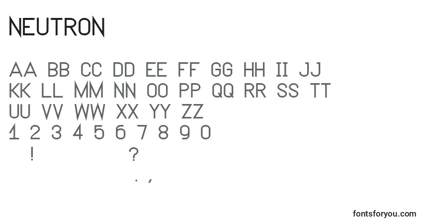 Schriftart Neutron – Alphabet, Zahlen, spezielle Symbole