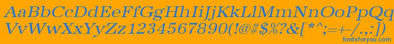 フォントUrwantiquatextwidOblique – オレンジの背景に青い文字