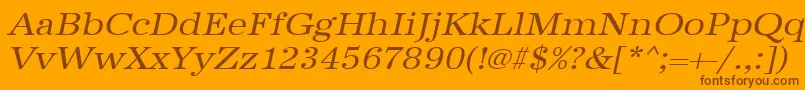 Шрифт UrwantiquatextwidOblique – коричневые шрифты на оранжевом фоне