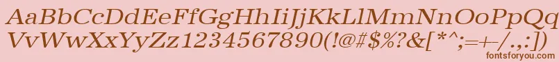 Saiba mais sobre a fonte UrwantiquatextwidOblique Fonte UrwantiquatextwidOblique – fontes marrons em um fundo rosa