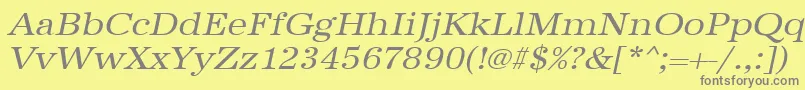 UrwantiquatextwidOblique Font – Gray Fonts on Yellow Background