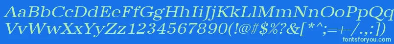 UrwantiquatextwidOblique Font – Green Fonts on Blue Background