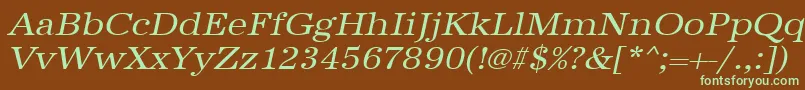 UrwantiquatextwidOblique Font – Green Fonts on Brown Background