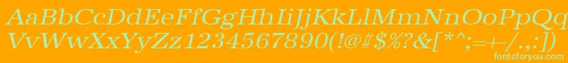 Шрифт UrwantiquatextwidOblique – зелёные шрифты на оранжевом фоне