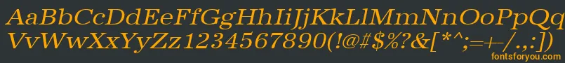 フォントUrwantiquatextwidOblique – 黒い背景にオレンジの文字