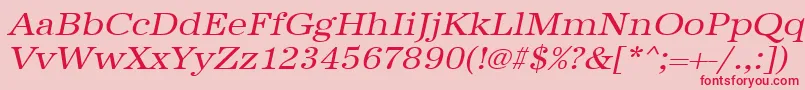 UrwantiquatextwidOblique Font – Red Fonts on Pink Background